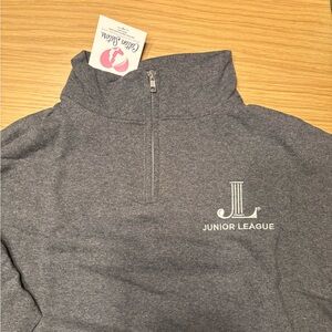 Dark Heather Grey Junior League Quarter 3/4 Zip Sweatshirt Sweater Long Sleeve